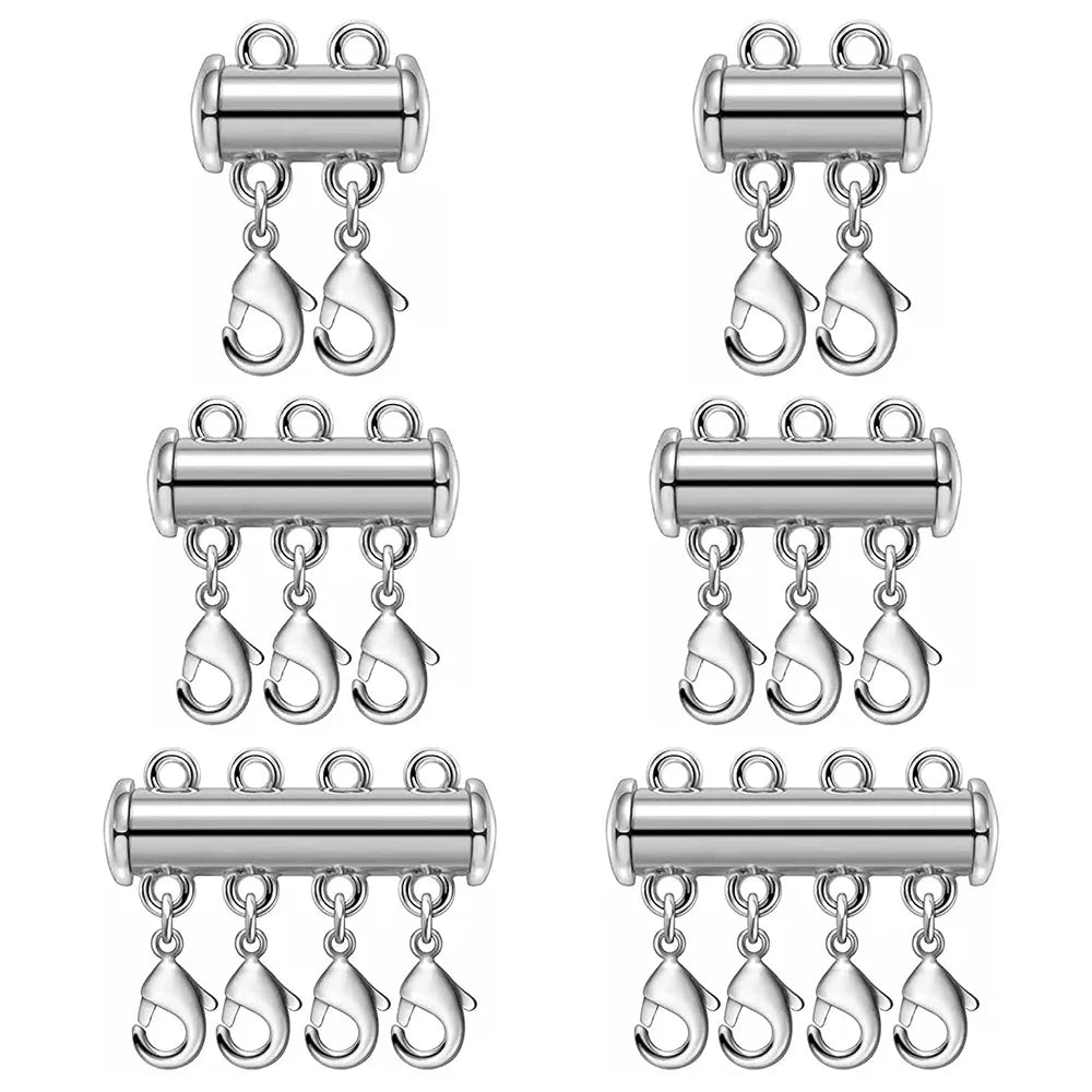 2pcs Multi Strand Necklace Layer Lobster Buckle Sliding Magnet Tube Connector Lock for DIY Necklace Bracelet Jewelry Making