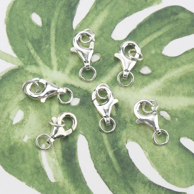 2pcs 925 Sterling Silver Lobster Clasp with Closed Jump Rings Necklace Clasps Lobster Claw Clasp for Jewelry Making DIY