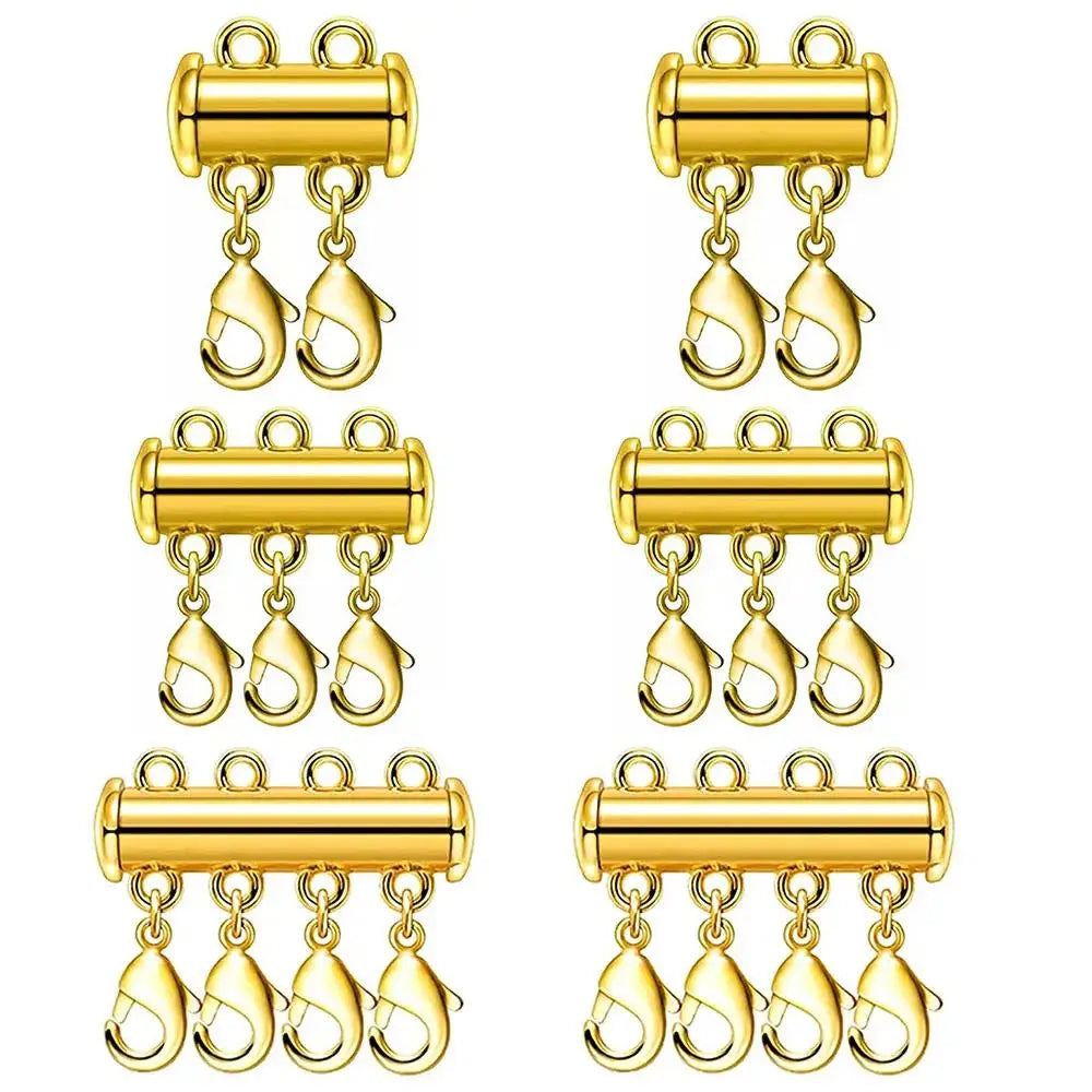 2pcs Multi Strand Necklace Layer Lobster Buckle Sliding Magnet Tube Connector Lock for DIY Necklace Bracelet Jewelry Making