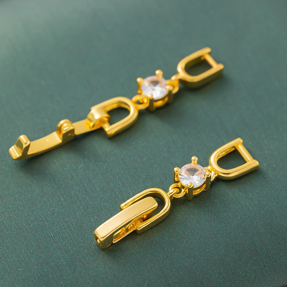 5pcs White Gold Plated Crystal Rhinestone Foldover Extension Clasp Set for DIY Bracelet Necklace and Jewelry Making