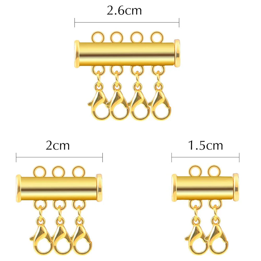2pcs Multi Strand Necklace Layer Lobster Buckle Sliding Magnet Tube Connector Lock for DIY Necklace Bracelet Jewelry Making