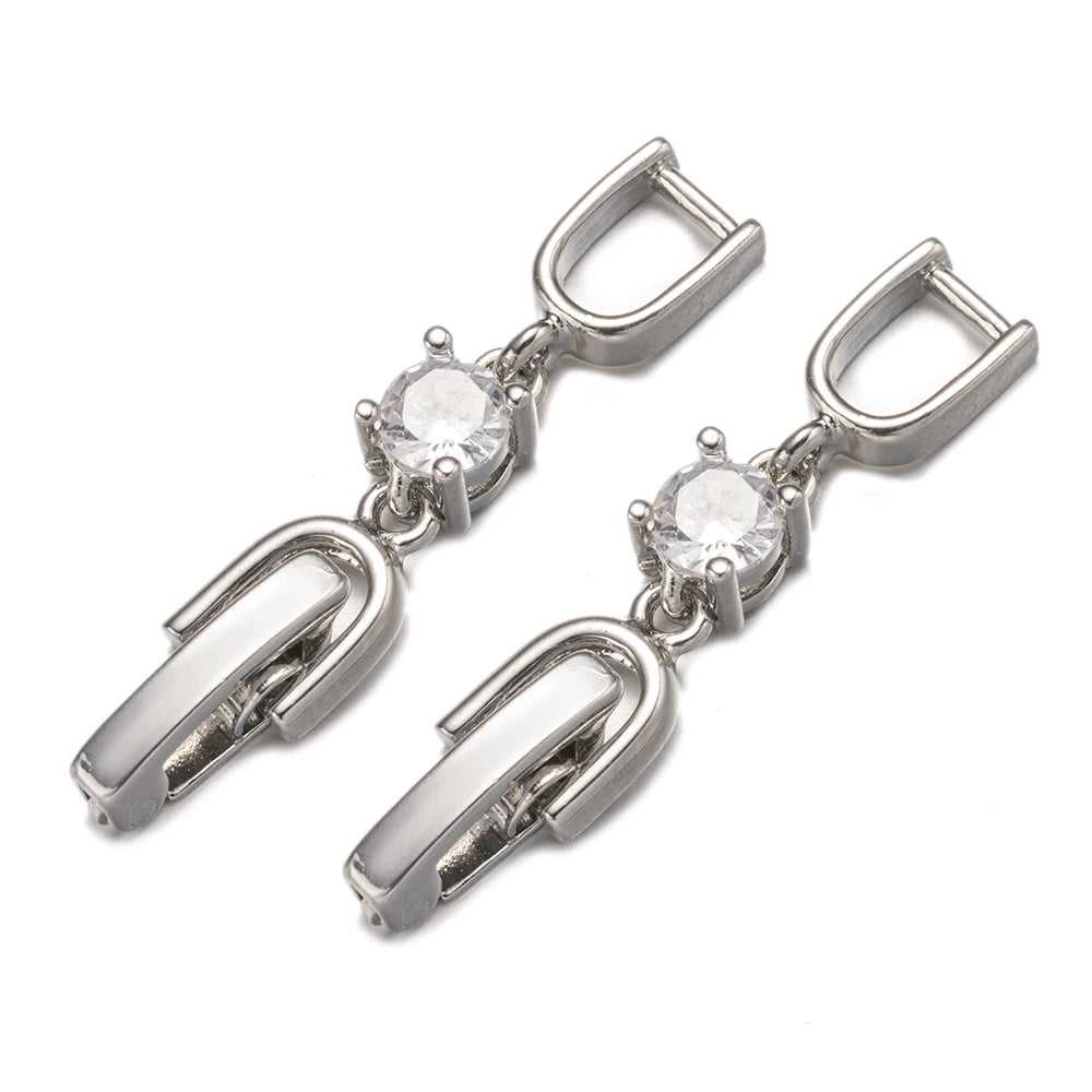 5pcs White Gold Plated Crystal Rhinestone Foldover Extension Clasp Set for DIY Bracelet Necklace and Jewelry Making