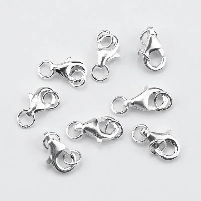 2pcs 925 Sterling Silver Lobster Clasp with Closed Jump Rings Necklace Clasps Lobster Claw Clasp for Jewelry Making DIY