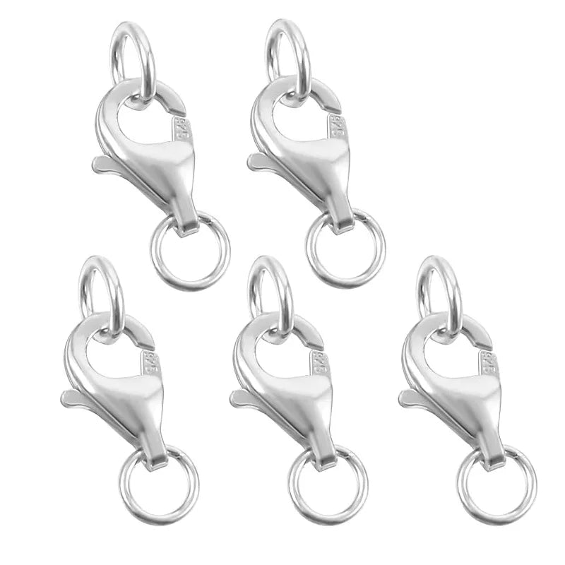 2pcs 925 Sterling Silver Lobster Clasp with Closed Jump Rings Necklace Clasps Lobster Claw Clasp for Jewelry Making DIY